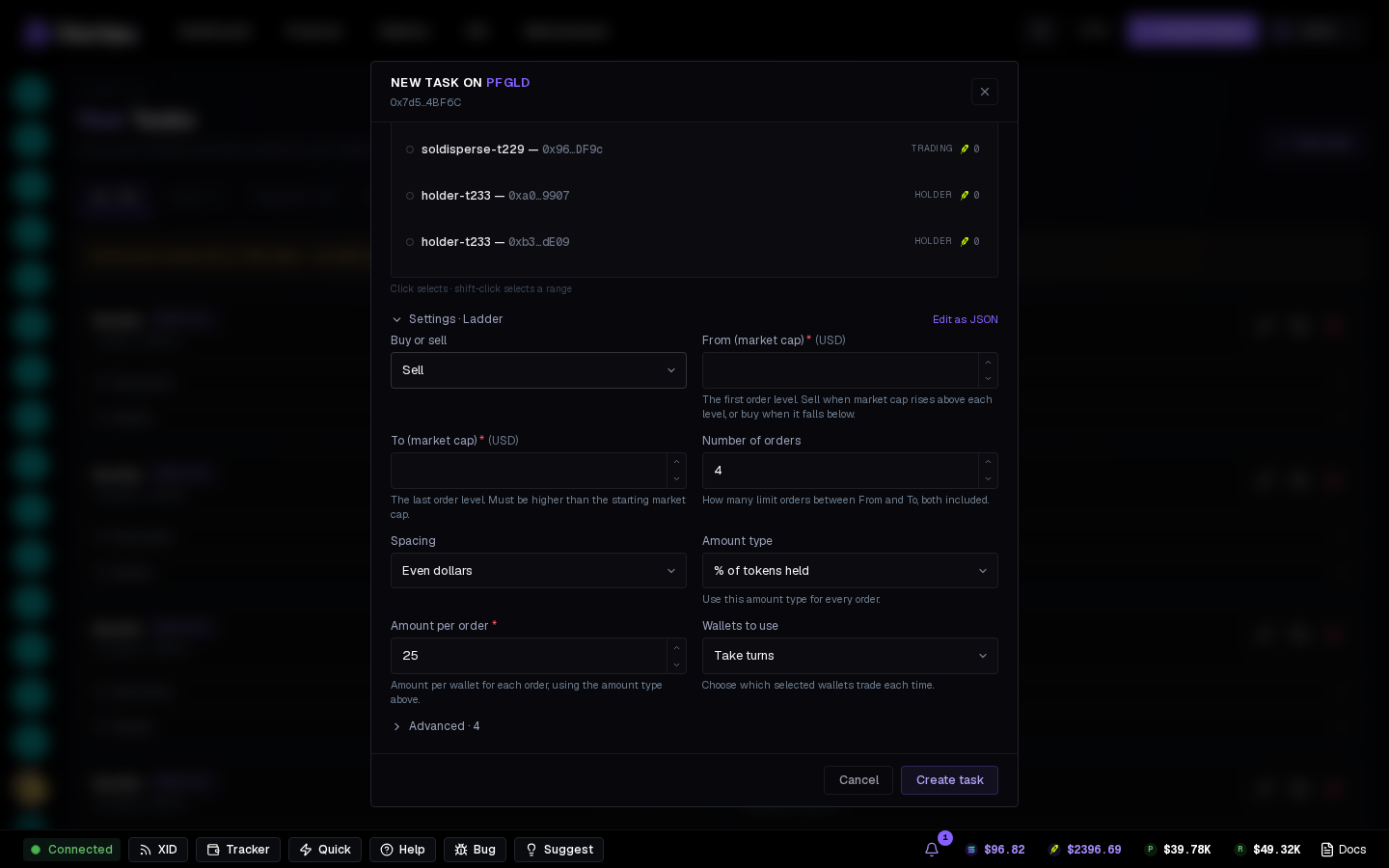 A Ladder task's settings.